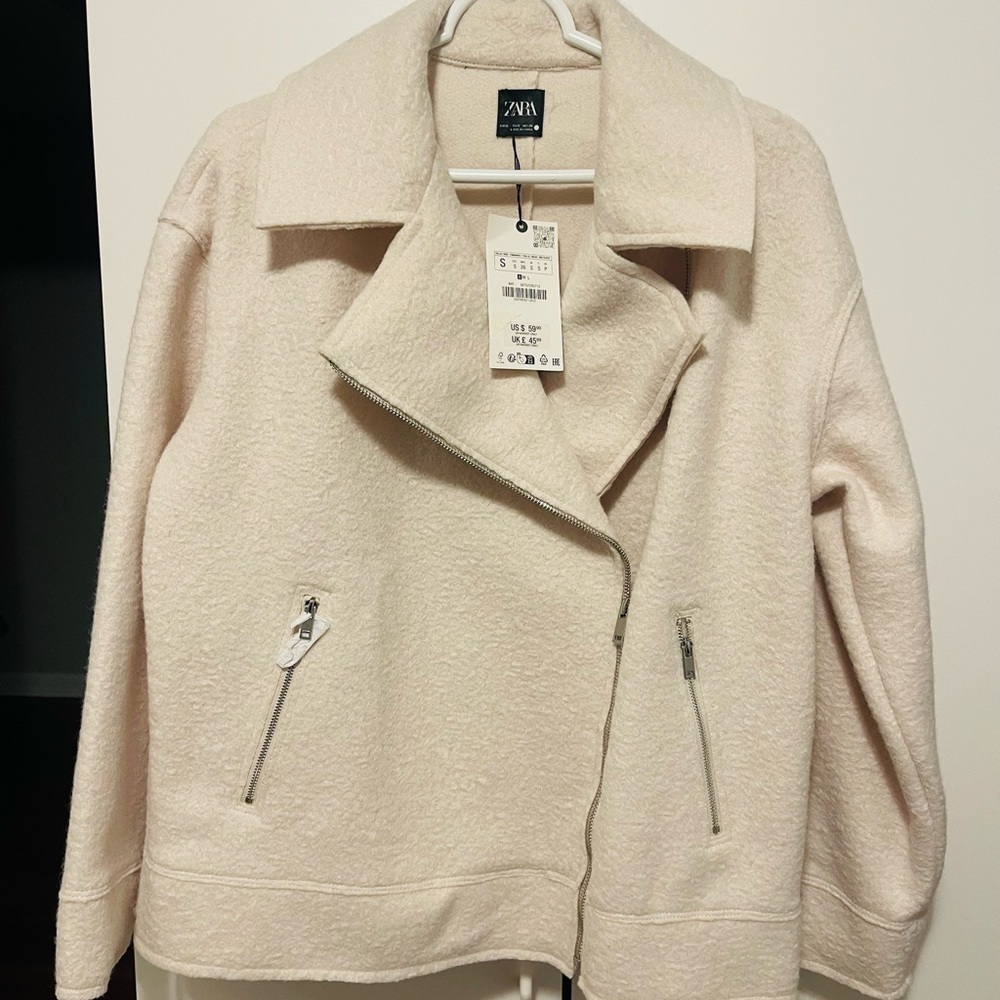 Zara Women's Cream Teddy Jacket